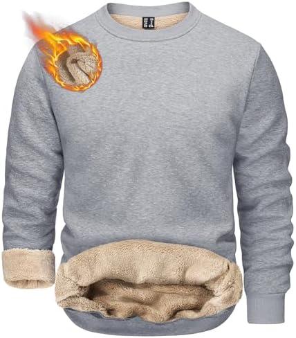 TACVASEN Men's Crewneck Sweatshirt Warm Sherpa Lined Thermal Sweatshirts Heavyweight Long Sleeve Winter Fleece Pullover Shirt, Size L