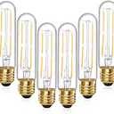 TIANSHQ 6 Pcs E26 T10 LED Tubular Light Bulbs, Daylight White Edison Bulb 4000K 4W Dimmable T10 Led Bulb for Pendant Lights, Lamps, Outdoor Long Light Bulbs (4W, 4000K)