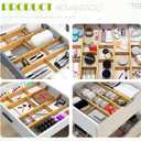 6PCS Bamboo Drawer Dividers with Inserts, Expandable Kitchen Utensil Drawer Organizers,Adjustable drawer organizer for deep drawers Dresser Closet Underwear Storage Bedroom Bathroom Drawers(16.6"-22")