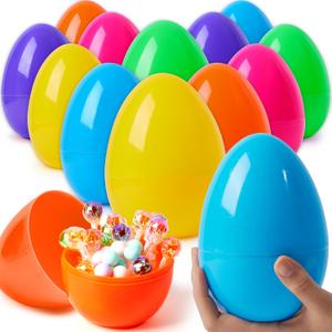 JOYIN 12 Pieces 7" Jumbo Plastic Bright Solid Easter Eggs Assorted Colors for Filling Treats, Easter Theme Party Favor, Easter Eggs Hunt, Basket Stuffers Fillers, Classroom Prize Supplies Toy