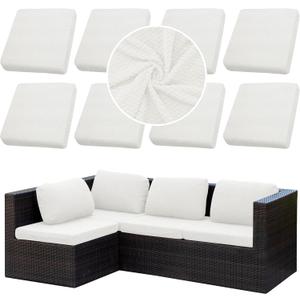 Outdoor Cushion Covers Set, 8PCS Patio Furniture Couch Seat Slipcovers, Replacement for Sofa Sectional Chair (CoverOnly)