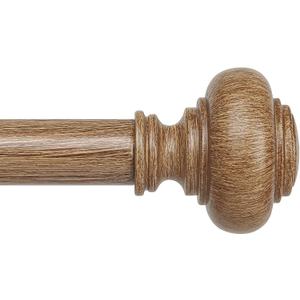 Wood Curtain Rods for Windows 66 to 120 Inch, Boho Vintage Decorative 1 Inch Diameter Long Wooden Curtain Rod, Adjustable Heavy Duty Rustic Farmhouse Drapery Pole with Wood Grain Finials