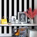 Erfoni 17.7"x394" Striped Peel and Stick Wallpaper Classic Black and White Wall Paper Black Self Adhesive Contact Paper Modern DIY Stripe Removable Wallpaper for Bathroon Kitchen Wall Decor Vinyl Roll