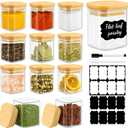 12 Pack 4 oz Square Glass Spice Jars with Lids and Labels  Airtight Small Seasoning Containers Set, Clear Glass Storage Jars for Seasoning, Spices, Kitchen Pantry Organization