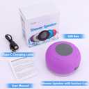 Bluetooth Shower Speaker Waterproof Portable Wireless Water-Resistant Speaker Suction Cup,Built-in Mic Speakerphone for iPhone Phone Tablet Bathroom Kitchen - Purple