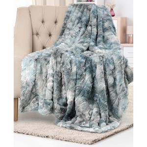 Everlasting Comfort Soft & Comfortable Arctic Blue Faux Fur Throw Blanket for Couch - (50"x65") Minky & Fluffy Fall Blankets & Throws, Plush Fuzzy Cover for Bed, Sofa & Living Room - Cozy Home Decor