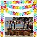 35.43ft Light up Hawaiian Flower Lei Garland Tropical Hawaiian Garland LED Lighted Luau Party Flower Banner for Luau Summer Beach Party Decorations