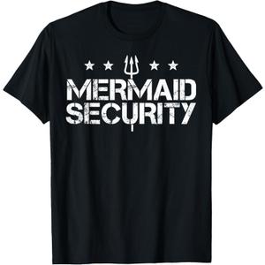 Merman Mermaid Security T-Shirt Funny Swimming Gift T-Shirt Small