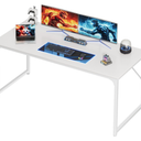 PRAISUN 55 X 24 Inch Computer Desk with Deeper Desktop, Gaming Office Writing Work Desk for Home Office, Study, Bedroom, Work from Home, Metal Frame, White