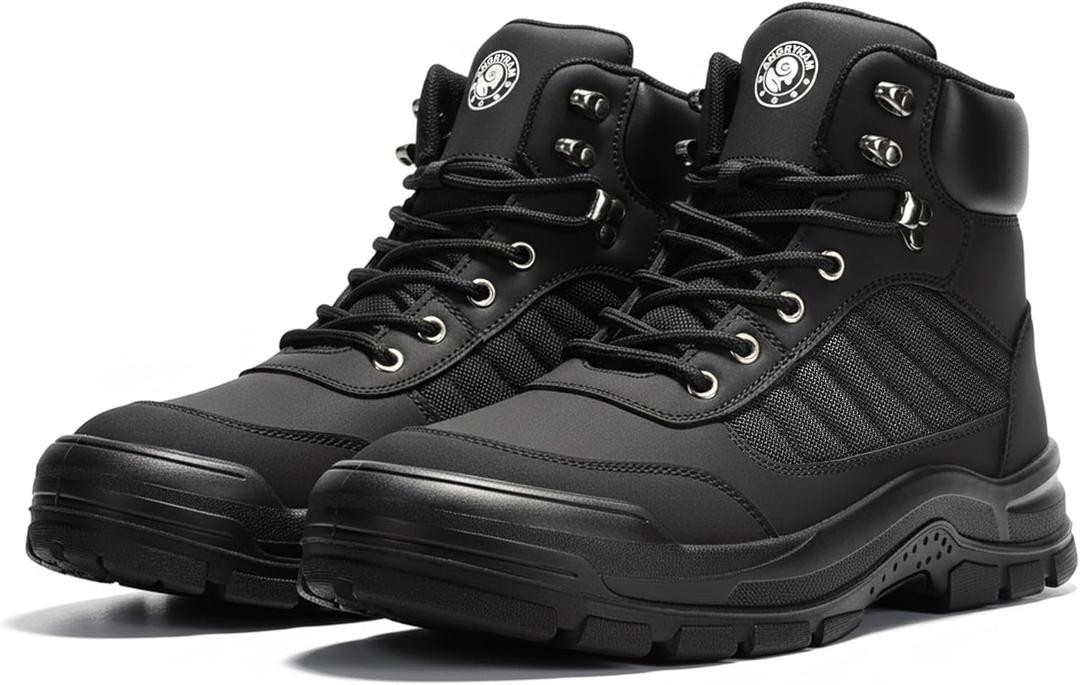 ANGRYRAM Steel Toe Boots for Men Women Slip Resistant Puncture Proof Work Boots for Men Lightweight Comfortable Steel Toe Work Shoes (13 Women/11.5 Men, Black)