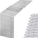 10 Pack Silver Table Runner 12 x 108 inch Sequin Table Runner Party Decor Glitter Table Linens Runner Sparkly Dinner Party Supplies Fabric for Baby Shower Holiday Celebration