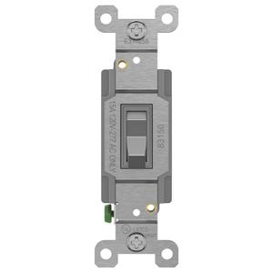 ENERLITES Toggle Light Switch, 3-Way or Single Pole, 15A 120-277V, Grounding Screw, Residential Grade, UL Listed, 83150-GY, Gray