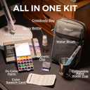 Funto Mini Watercolor Paint Set, All-in-One 24-Color Travel Paint Kit, with Crossbody Bag, Watercolor Journal, Paint Water Cup, Pocket Set for Artists