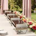 Chafing Dishes Buffet Set for Food Warming and Serving,11QT Stainless Steel Party Trays Warmers for Catering,Weddings,Events with Display and Rolled Edge Design,1 Pack, 3 Compartment