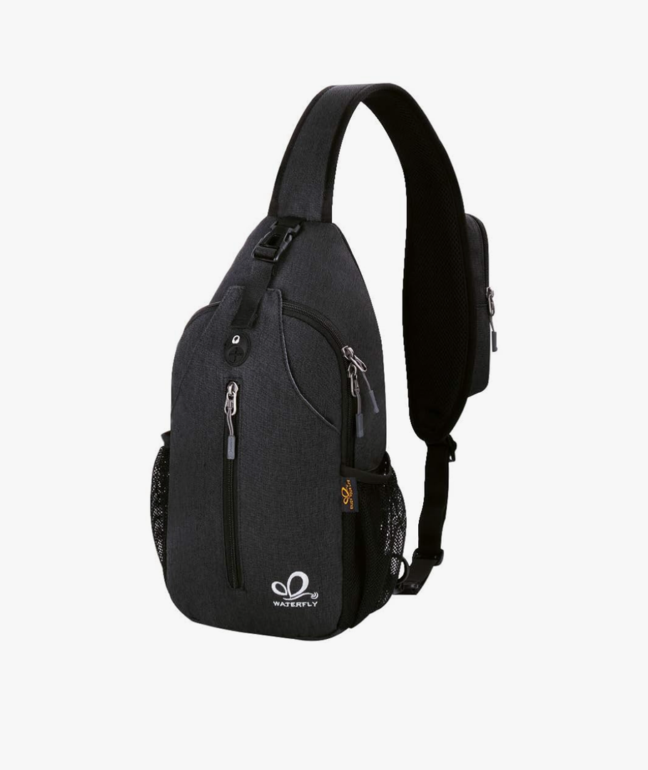 WATERFLY Crossbody Sling Backpack Sling Bag Travel Hiking Chest Bag Daypack