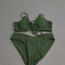 Meetall Women's High Cut String Triangle Bikini Set Swimsuits Sexy Bathing Suits 2 Piece (Medium, Green)