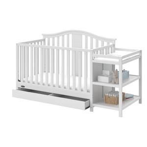 Graco Solano 4-in-1 Convertible Crib and Changer with Drawer (White)  Crib and Changing -Table Combo with Drawer, Includes Changing Pad, Converts to Toddler Bed, Daybed and Full-Size Bed