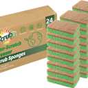 SCRUBIT 24 Pack Natural Sponges - Biodegradable Compostable Cellulose and Coconut Natural Sponges for Dishes, Eco Friendly Non Toxic Kitchen Sponge