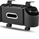 Car Backseat Organizer 4-in-1 with Cup Holder & Tissue Box, Multi-Pocket Car Seat Storage for Phone, Drinks, Travel Accessories (Black)