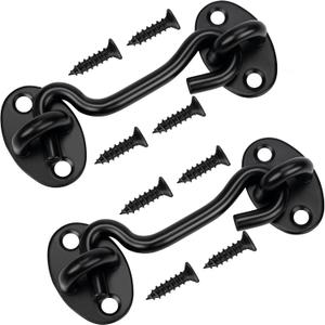 Rainspire (2 Pack) Privacy Hook and Eye Latch for Barn Door, Stainless Steel Gate Latch Barn Door Lock Cabin Hooks for Gate Shutters Window Slide Barn Shed Cabinet Bathroom (Black, 4 Inch)