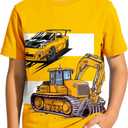 Boys Short Sleeve T Shirts Kids Crewneck Summer T-Shirts Toddler Graphic Tees Casual Soft Cool Tops 3-8 Years (Yellow)