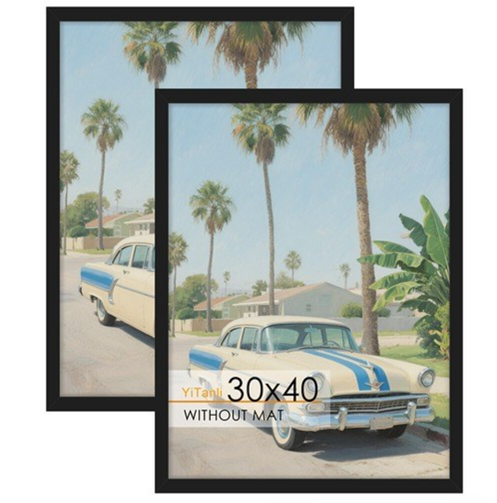 YiTanli  30x40 Picture Frame, for 30x40 in Posters and Art Prints, Horizontal or Vertical Wall Mounting, Black 30x40 Poster Frame, 2 Pack.
