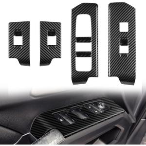 Window Lift Control Switch Button Decorative Panel Cover Fit for 4Runner 2025 2026 SR SR5 TRD Limited/Platinum (Carbon Fiber) 4PCS 4Runner Accessories