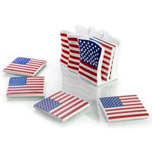 American Flag Coasters Set of 6, Modern Coaster Decor, Outdoor Patio Table Heat Insulation Resin Drink Home Cup Mat Decorations for Coffee Desk Tabletop Themed Gifts