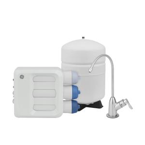 GE 3 Stage Reverse Osmosis Under Sink Water Filtration System with Faucet, Reduces Lead, Chlorine, Arsenic & More, Replace Filters (FQ18PN, FQ18MN, FQ18RT) Every 6/12 Months, GXRQ18NBN