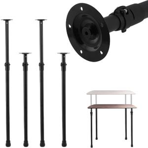 Premade Round Metal Desk Legs, 30 to 45inch Telescoping Round Office Table Legs Heavy Duty Set of 4 Stainless Steel Tube Portable DIY Furniture Screw in Table Legs Sturdy (30-45in)