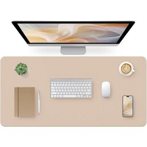 Bloss Leather Desk Pad, Mouse Pad, Non-Slip Desk Protector Mat, Leather Desk Blotter, Computer Desk Pad, Waterproof Desk Mat for Home Office and Decor - Beige (35.417Inches)