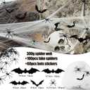 Halloween Decoration Outdoor, 1600sqft Spider Webs Halloween Party Decorations with 100Pcs Fake Spiders and 60Pcs Bats for Exterieur, Indoor Outdoor Party Supplies