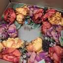 Artificial Fall Wreath for Front Door 24 Inch Peony & Mixed Floral Wreath with Maple Leaves & Berries, Rustic Autumn Wall Décor