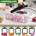 Vegetable Chopper, 10 Blades Slicer Onion Dicer, Multi 23-in-1 Veggie Mandoline Food Cutter for Tomato Fruit, Vegetable cutter with Hand Protector, Egg Separator & Slicer, Container（Black）