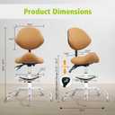 Saddle Stool Chair with Wheels,Ergonomic Swivel Rolling Height Adjustable for Salon Beauty Clinic Dentist Tattoo Home Office, With Backrest