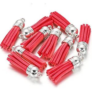 MSCFTFB 100 Pieces 1.5inch Mini Tassels Faux Suede Mala Tassel Kit for Earring Necklace Jewelry Making Garland Keychain Dreamcatcher Charms DIY Crafts (Watermelon)