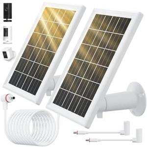 Solar Panel for Ring Camera, 2 Pack solar panels for Ring Security Camera, 5W Solar Panel with 10FT/3M Long Cable Dustproof Waterproof, Solar Charger Compatible with Spotlight & Stick Up Outdoor Cam