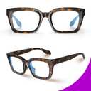 VISOONE Chunky Square Blue Light Blocking Glasses with Anti Computer Glare for Working Women Men MONTANA (Coco Tortoise)