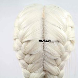 Blonde Double Braid Wigs With Baby Hair Synthetic Blonde Lace Front Wigs For Women Hair Add Weaving Heat Resistant Fiber Long Braid Wigs Middle Part 180% Density