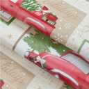 Newbridge Yuletide Christmas Tree Farm Red Barn Truck Vinyl Flannel Back Tablecloth, 70 Inch Round, Nostalgic Holiday Wipe Clean Easy Care Table Cover