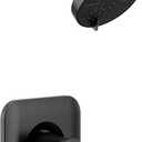 Moen Genta LX Matte Black Pressure Balancing Eco-Performance Modern Shower Handle and Wide Showerhead, Posi-Temp Valve Required, T2472EPBL
