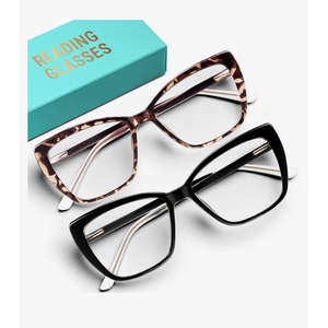 CCVOO Trendy Reading Glasses for Women, Oversized Blue Light Readers, Cheaters Eyeglasses, Stylish Square Cat Eye Glasses