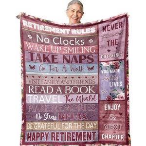 Retirement Gift for Woman, Best Retired Gifts for Women/Men 2025, Retire Gift Ideas, Funny Presents for Retirement Coworker/Teacher/Nurse/Mom, Soft Blanket 60x50in