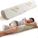 Body Pillow for Adults, Long Pillow for Back,Hip and Knee Support, Side Sleeper. Bolster Pillow Insert with High Resilience Foam, Soft Support for Pregnant Women, Washable Bamboo Cover