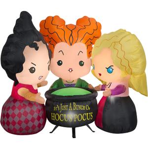 Gemmy 4.5 ft Tall Airblown Inflatable Hocus Pocus Sanderson Sisters Scene Disney Halloween Decor