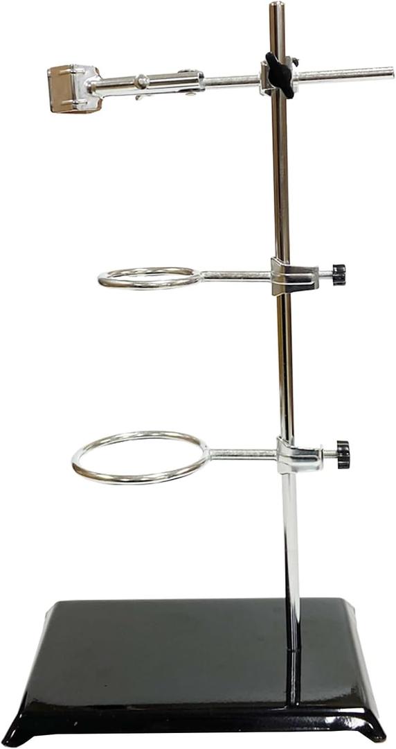 Laboratory Stand Support, Chemistry Test Tube Holder,Lab Table Clamp Stand W/ Burette Clamp And Flask Ring Clamps (16IN)