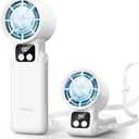 3 in 1 Portable Handheld Fan, 12000RPM Mini Turbo Fan with Cooling Compress & 5200mAh Rechargeable Battery, 5 Speed Adjustable Personal Cooler for Travel/Camping/Outdoor Activities-White