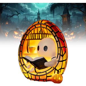 Halloween Ghost Reading Book Lamp Halloween Ghost Night Light with Flickering Effect, Halloween Lights Indoor Ghost Decor