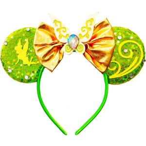 Mouse Ears Headband - Sequin Fairies Bow Hairband Hair Hoop for Women Adults Theme Park Cosplay Costume Birthday Party Decoration