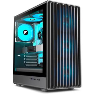 K6 PC Case - Pre-Installed 6 PWM ARGB Fan (3 x 120mm, 3 x 140mm), ATX Mid-Tower Gaming PC Case, with Type-C, FOIFKIN (Black, K6)